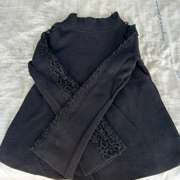 Black embroidered sweater. S. Knitted and Knotted/Anthropologie - Picture 1 of 2